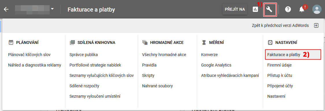 AdWords - Fakturace a platby
