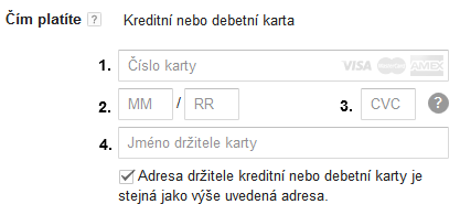 AdWords - platební karta