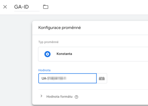 Google Tag Manager - ID měření Google Analytics