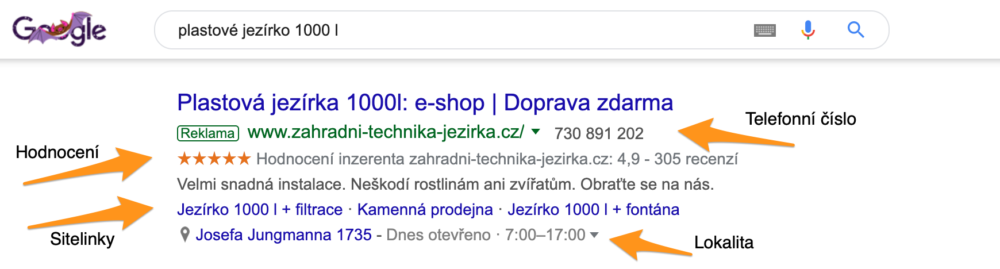 Rozšíření reklam ve vyhledávání Google